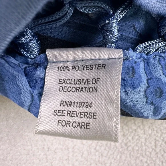 Paisley Tunic Top With Fringe Scarf Blue Size XL One World Boho Peasant Gypsy - Picture 6 of 8